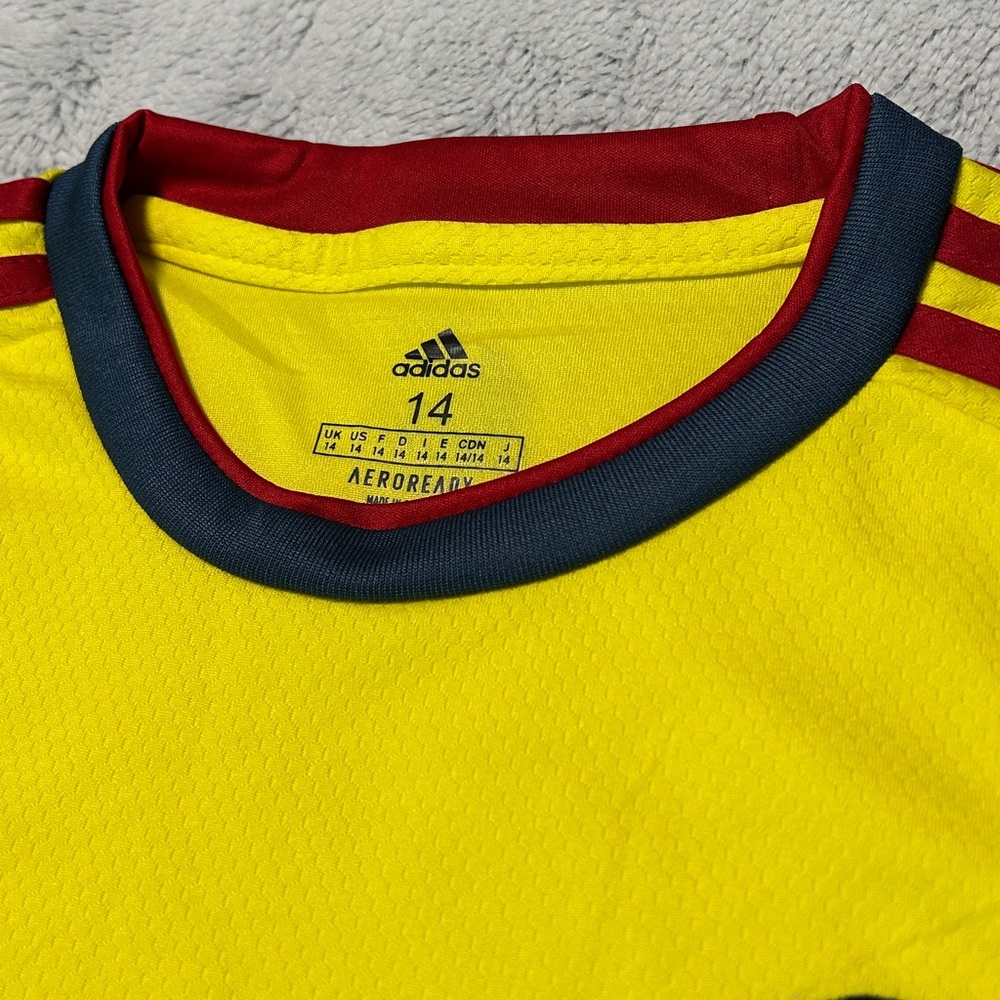 adidas Yellow Colombia Kids Soccer Jersey with Red and Blue Trim - Picture 14 of 16